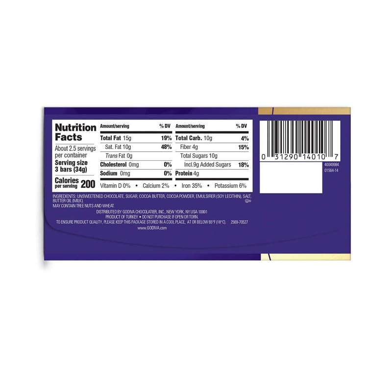 Godiva Signature Dark Chocolate Mini Bars, 72% Cacao, 3.1oz, Pack of 1, Chocolate