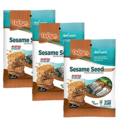 Dulzura Borincana Kit: Vegan Sesame Seed Bites Snack Bars (3 Pack) 3 Oz Each Bag - Non Gmo Gluten Free