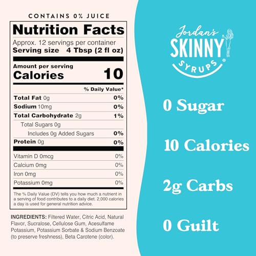 Jordan'S Skinny Mixes Sugar Free Syrup, Lemonade Flavor, Fruit Flavored Water Enhancer, Drink Mix For Ice Tea, Lemonade & More,