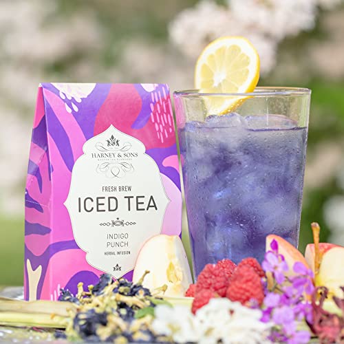 Harney Fresh Brew Iced Tea Indigo Punch, Butterfly Pea Flower, Three 2-Quart Bags