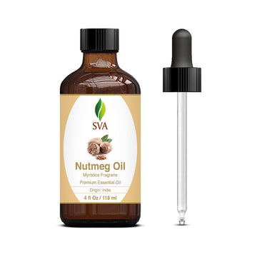 Sva Nutmeg Essential Oil 4Oz (118 Ml) Premium Essential Oil With Dropper For Skincare, Body Massage, Diffuser, Aromatherapy & Ha