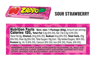 ZAPPO Sour Chews Mixed Pack, Gluten Free Candy, Individually Wrapped Taffy Sticks, 1 oz x 8 Sticks Total (2 Each: Watermelon, Bl