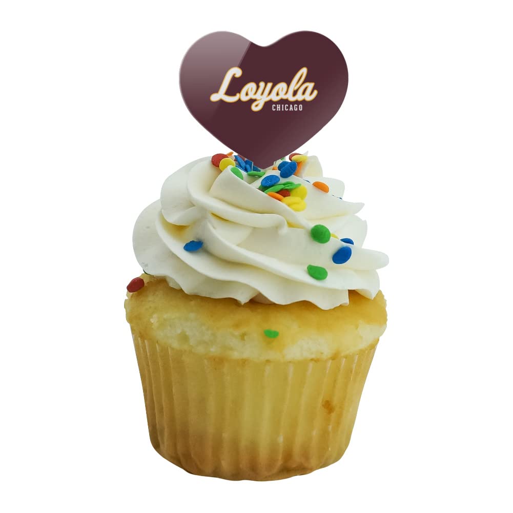 GRAPHICS & MORE Cupcake Picks Set of 6, Acrylic, Heart Design, Loyola University Chicago, One Size