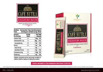 Alfa Cafe Nutra Signature Blend Enzacta Arabica Colombian Instant Coffee With Coffeeberry Medium Roast