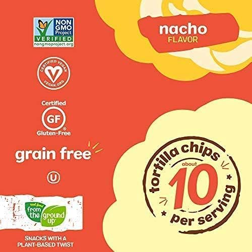 From the Ground Up Cauliflower Tortilla Chips Nacho Flavor, Made with Real Cauliflower, Plant Based, Non GMO, Gluteen Free, 4.5