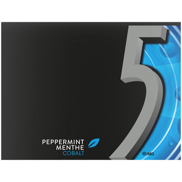 Wrigley 5 Cobalt Peppermint Sugar-Free Gum, 15 Count (Pack Of 10)