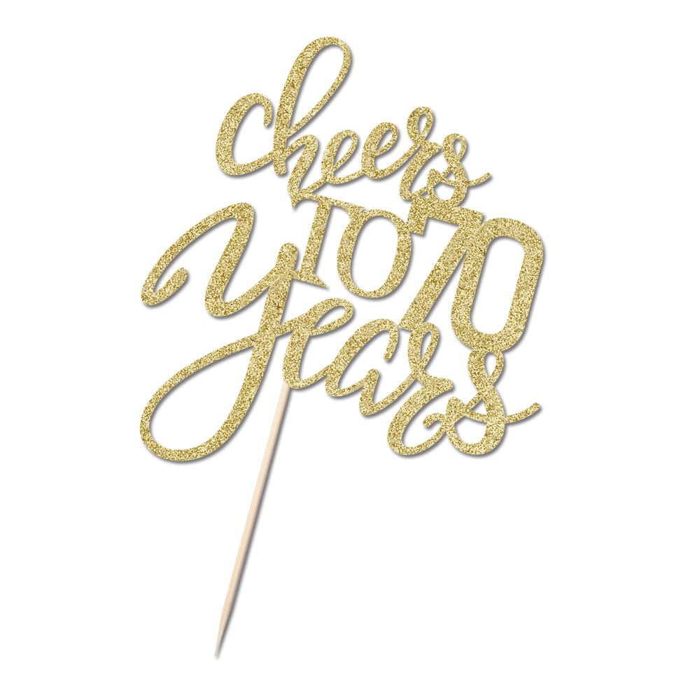 Qertesl Gold Glitter Cheers To 70 Years Cake Topper, Happy 70Th Birthday Cake Decorations,Perfect For 70 Years Cake Decorating,W