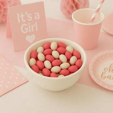 Sweetglob Jordan Almonds Party Colors Hard Candy (1 Pound, Pastel Pink & White (Baby Girl))