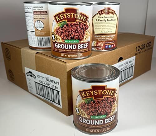 Keystone All Natural Ground Beef 28 Ounce Long Term Emergency Survival Food Canned Meat | Fully Cooked Ready to Eat | Gluten Fre