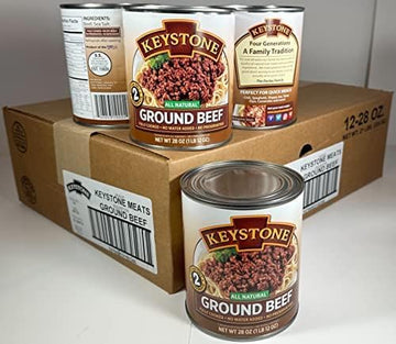 Keystone All Natural Ground Beef 28 Ounce Long Term Emergency Survival Food Canned Meat | Fully Cooked Ready to Eat | Gluten Fre