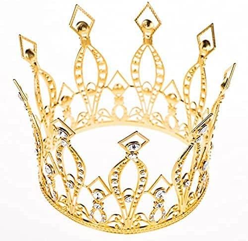 Gold Rhinestone Crown Cake Topper Birthday Party Wedding Decor Supply For Women Lady Girl Bridal Wedding Themed Baby Shower Deco