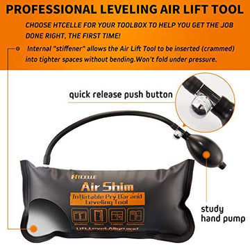 Air Wedge Bag, Htcelle 3 Piece Strong Commercial Grade Air Bag Pump Professional Leveling Kit Alignment Tool Inflatable Shim Bag