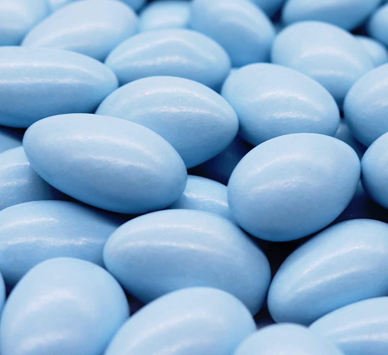SweetGlob Jordan Almonds Party Colors Hard Candy (1 Pound, Baby Blue)