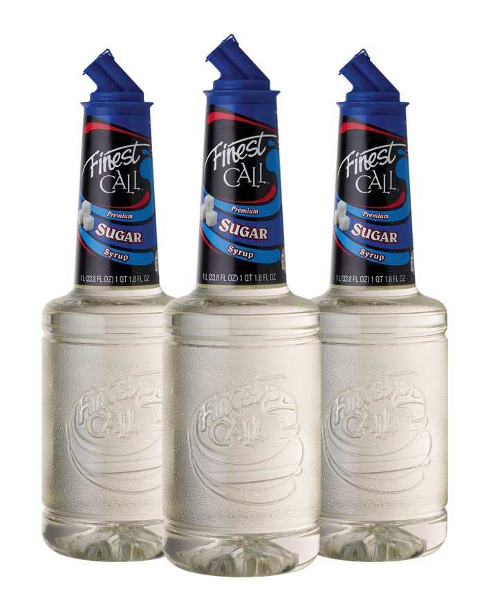 Finest Call Premium Pure Cane Sugar Simple Syrup Mix, 1 Liter Bottle (33.8 Fl Oz), Pack Of 3