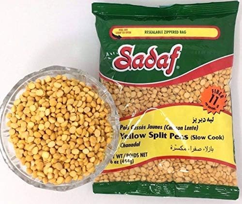 Sadaf Yellow Split Peas - Slow Cook - Yellow Split Peas for Cooking and Food Flavoring - Dried Yellow Split Peas - Kosher - 16 o