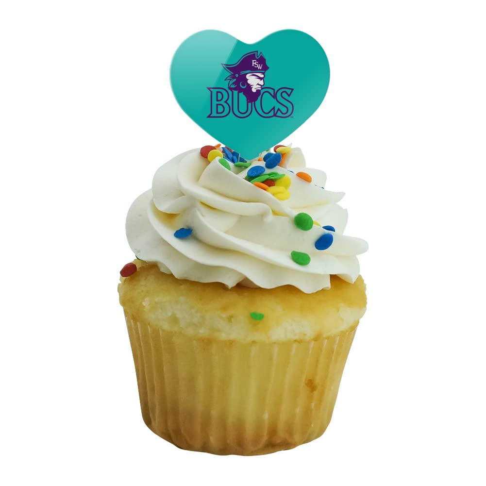 GRAPHICS & MORE Cupcake Picks Set of 6, Acrylic, Florida Southwestern State College Heart Love Decoration, Model CUPT.HRT.ACR.6PK.CLCFSW500B