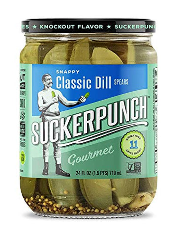 SuckerPunch Gourmet Classic Dill Pickle Spears 24 Ounce, 2-Pack