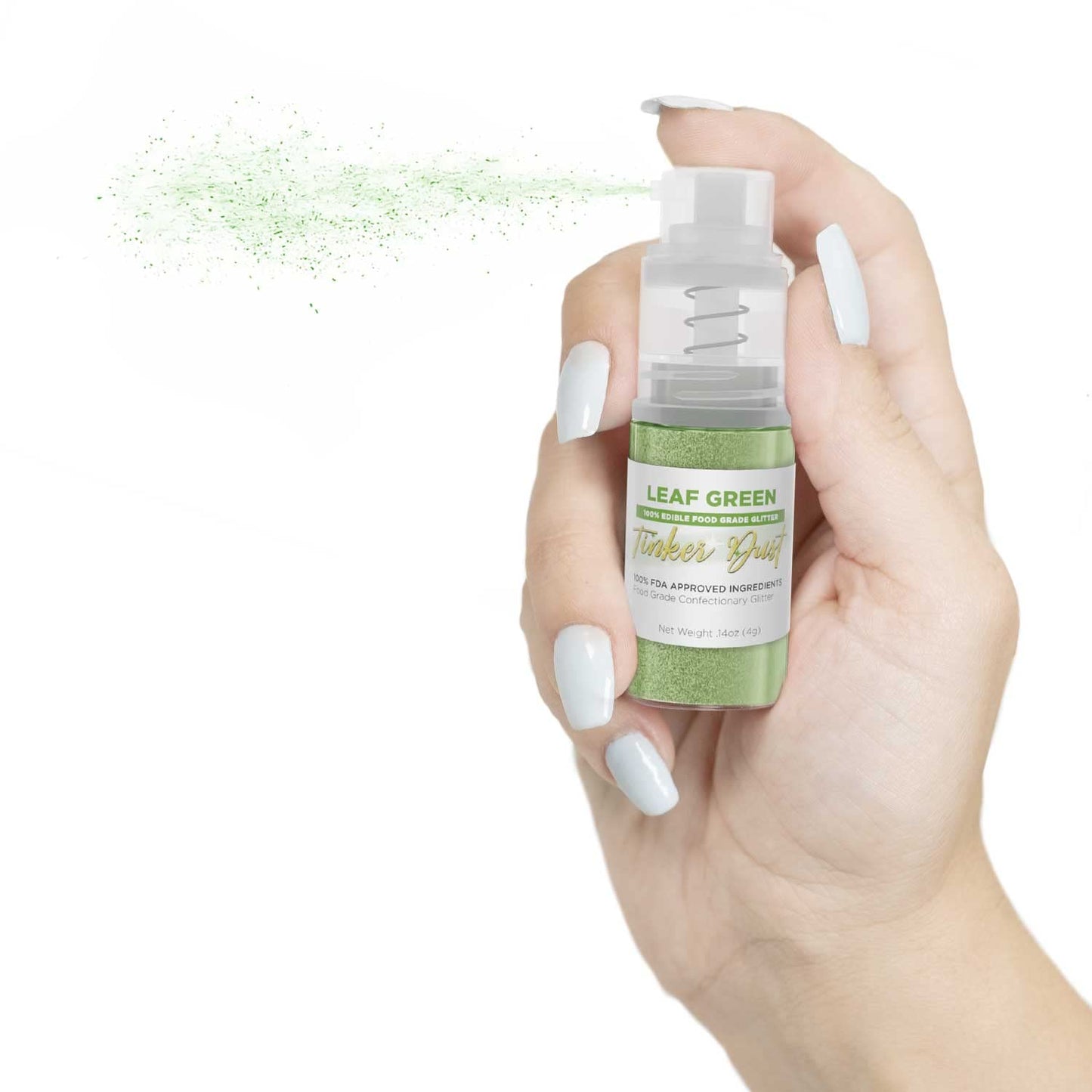 Tinker Dust - Leaf Green (4G 1X Mini Pump) Edible Glitter For Desserts, Beverages, Cupcakes, Cake Pops And Cookies By Bakell