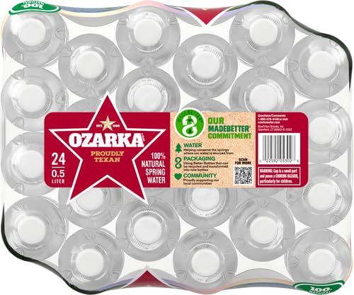 Ozarka Texas Spring Water Bottles, 24 Pack - Still Drinking Water with Naturally Balanced Minerals for a Crisp Clean Taste - 16.