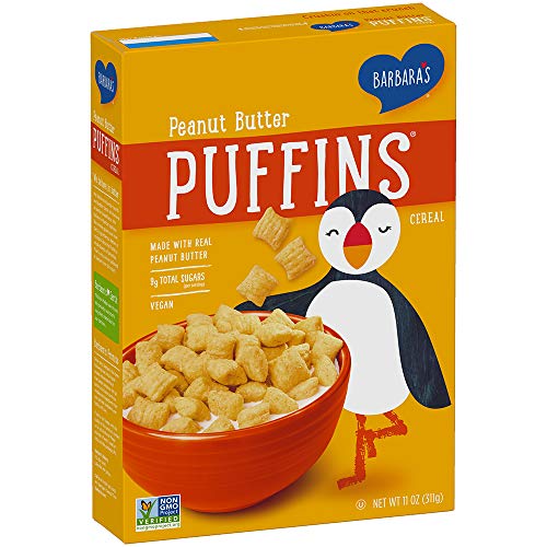 Barbara's Puffins Peanut Butter Cereal, Vegan, Kosher, Non-GMO Project Verified, 11 oz Box (Pack of 1)