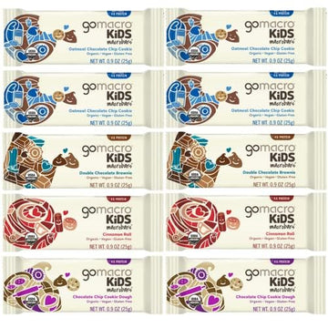 Gomacro Kids Macrobar Organic Vegan Snack Bars Assorted Variety Pack - 0.9 Oz (24 Pack) In Sanisco Packaging