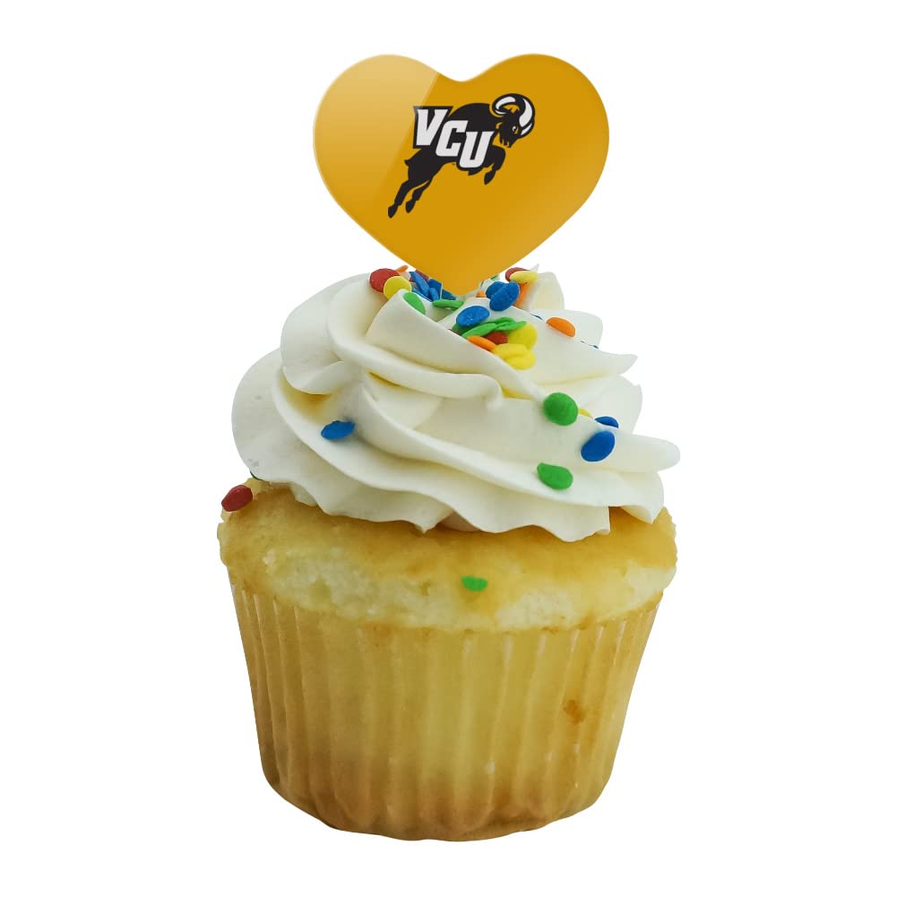 GRAPHICS & MORE Cupcake Picks Set of 6, Acrylic, Heart Design, Virginia Commonwealth University, One Size