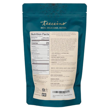 Teeccino Dandelion Caramel Nut Herbal Coffee - Caffeine-Free, Gluten Free, Medium Roast, 1.1 Pound, Coffee Color