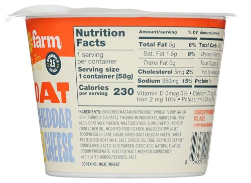 Funny Farm A2 Milk Macaroni And Cheese Cups | Pasta With White Cheddar Flavor - Goat Cheese Mac And Cheese Cups (Bulk 10 Pack) |