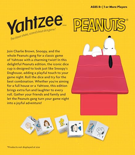 Yahtzee: Peanuts Edition, Exclusive Snoopys Doghouse Cup, Roll The Dice With Charlie Brown, Woodstock & The Peanuts Gang, Dice R