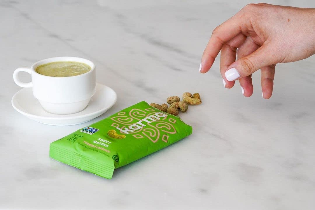 Sweet Matcha Cashews with Skin by Karma Nuts, Whole, Sweet, Roasted, Vegan, Gluten Free, Low Net Carb, Natural, Everyday Nut Sna