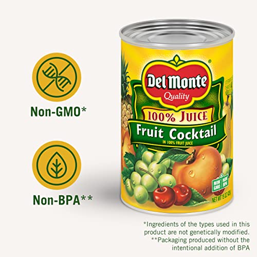 Del Monte Canned Fruit Cocktail in 100% Fresh Juice, 15 Ounce, Pack of 12