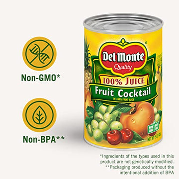 Del Monte Canned Fruit Cocktail in 100% Fresh Juice, 15 Ounce, Pack of 12