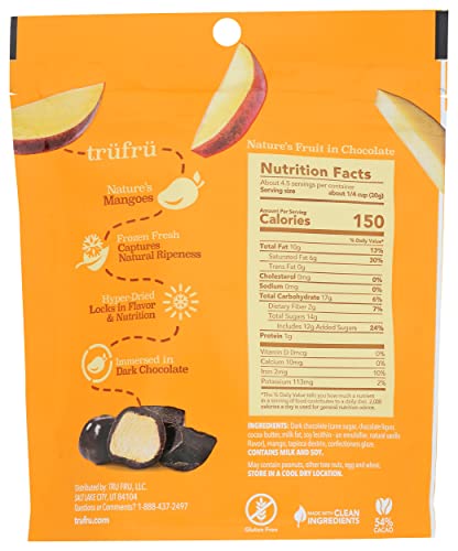 Tru Fru Nature'S Mangoes, Hyper-Dried Fresh In Dark Chocolate, 54% Cacao, Made With Clean Ingredients, Kosher, Gluten Free & Non