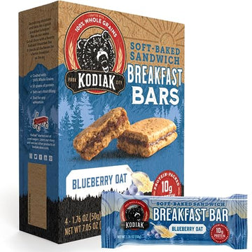 Kodiak Cakes Soft Baked Sandwich Breakfast Bar, Blueberry Oat, High Protein, 100% Whole Grains, 12 boxes with 4 bars each (48 ba