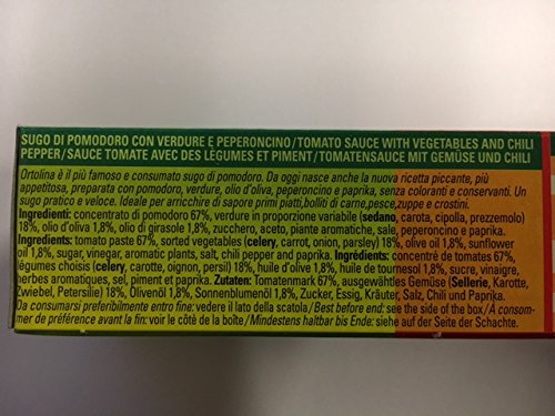 Ortolina, Italian Tomato Souce With Vegetables 10 Tubes 46 Oz (130 Gr)