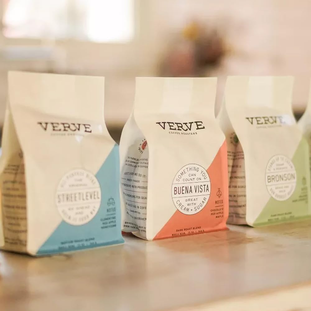 Verve Coffee Roasters Whole Bean Coffee Bronson Blend, French Dark Roast, 12oz Resealable Pouch, Ideal for Hot or Cold Brew