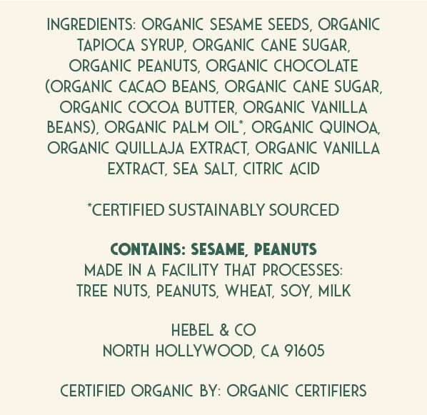 HEBEL & CO Peanut Butter Chocolate Crisp Halva - USDA Organic, Gluten Free, Kosher, Vegan - 8 oz