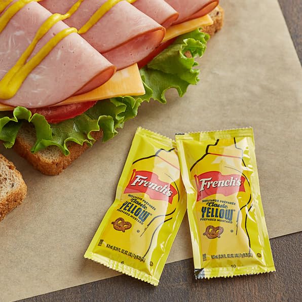 CHRONOS Frenchs Mustard Packets - 50 Count Single Serve (7g each) with Food Safe Slide Seal Bag