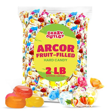 Arcor Fruit-Filled Hard Candy, Assorted Flavors, Bulk Pack 2 Pounds (About 130 Count)