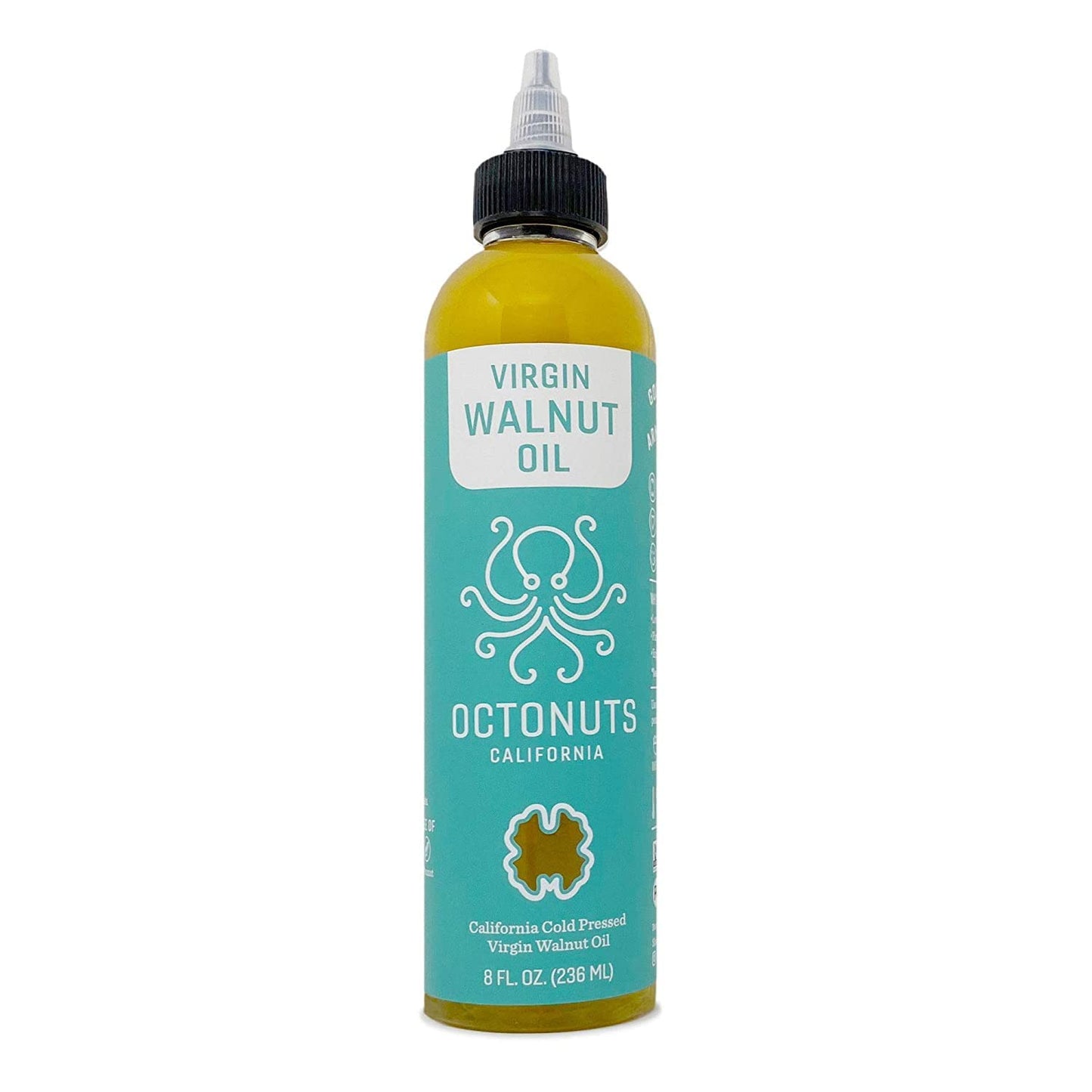 Octonuts Cold Pressed Walnut Oil, 8 ounce, Made with California Walnuts, Plant-based, Keto, Paleo Friendly, Vegan, Gluten Free (