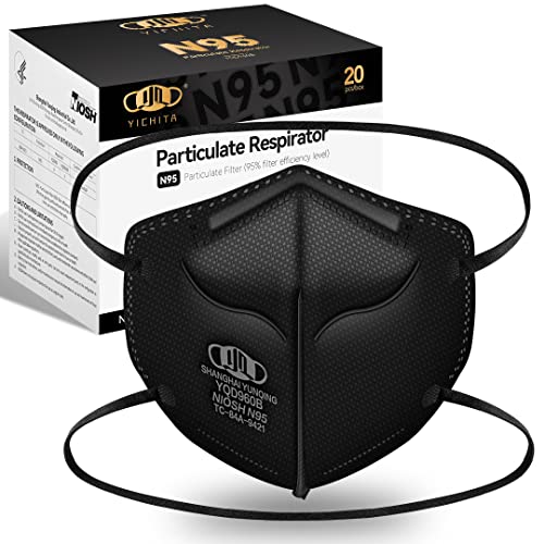 N95 Mask Niosh Approved 60-Pack, Particulate Respirator N95 Face Masks Universal Fit - Individually Wrapped, Black