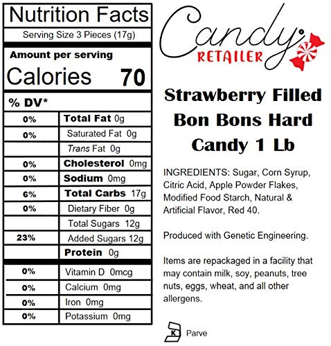 Candy Retailer Strawberry Filled Bon Bons Hard Candy 1 Lb