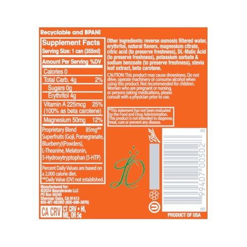 Neuro Sleep Mellow Mango, 12 Fl Oz Can (Pack of 12) - Relaxing Sleep Drink for Restful Nights, Mango Flavor, 12 Cans Total