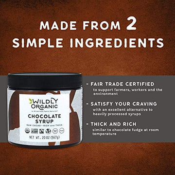 Wildly Organic Chocolate Syrup 40 Oz Glass Jar - Organic, Dairy-Free, Fair Trade, Non-Gmo, Kosher, Vegan, Premium Rich Chocolate