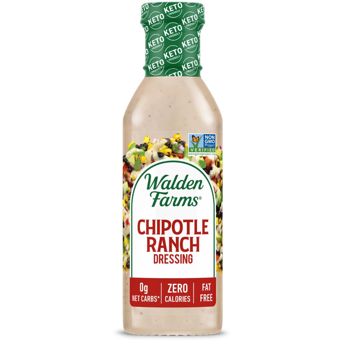 Walden Farms Chipotle Ranch Dressing - Calorie-Free, Gluten-Free, Low Carb, Keto-Friendly, Sugar-Free, Fat-Free, Dairy-Free Smok