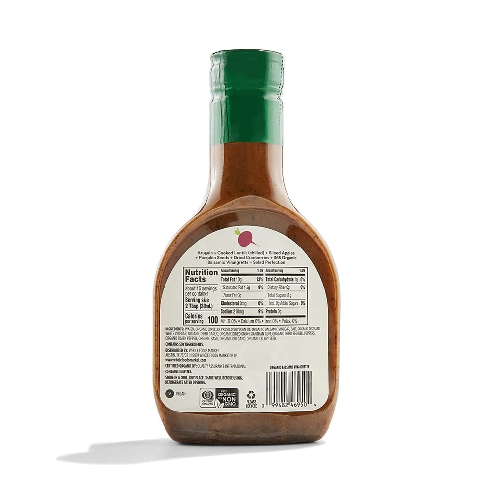 365 by Whole Foods Market, Organic Balsamic Vinaigrette, 16 Fl Oz