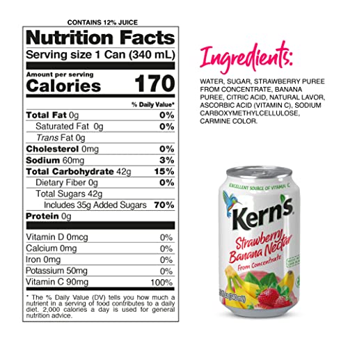 Kern'S Strawberry-Banana Nectar, 11.3 Fl Oz (Pack Of 24)