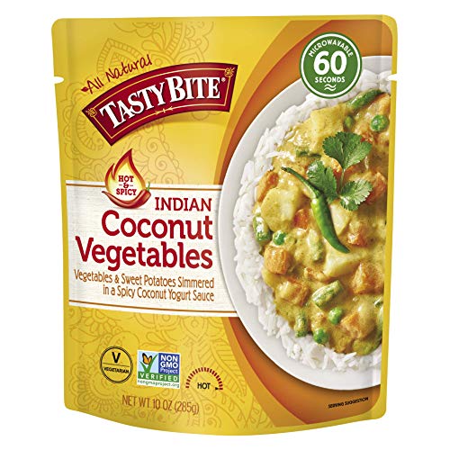 Tasty Bite Indian Hot and Spicy Coconut Vegetables, Microwaveable Ready to Eat Entr  e, 10 Ounce (Pack of 6)