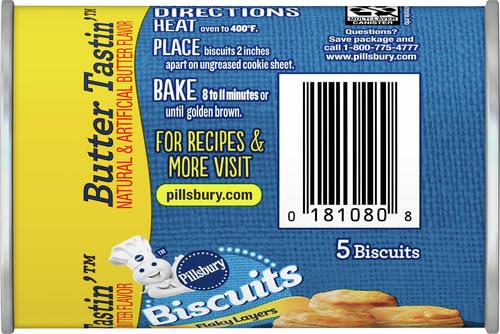 Pillsbury Flaky Layers Butter Tastin Canned Biscuits, 5 Ct, 6 oz