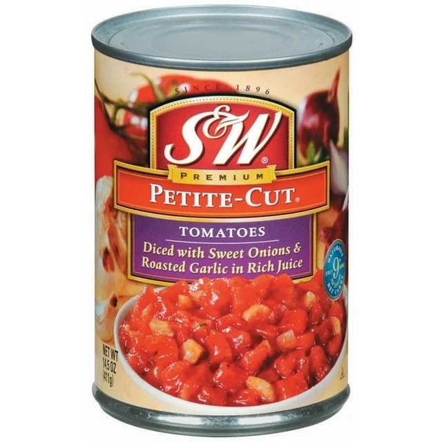 Petite Cut Diced Tomatoes with Sweet Onions and Garlic 14.5 oz Cans (Pack of 12)